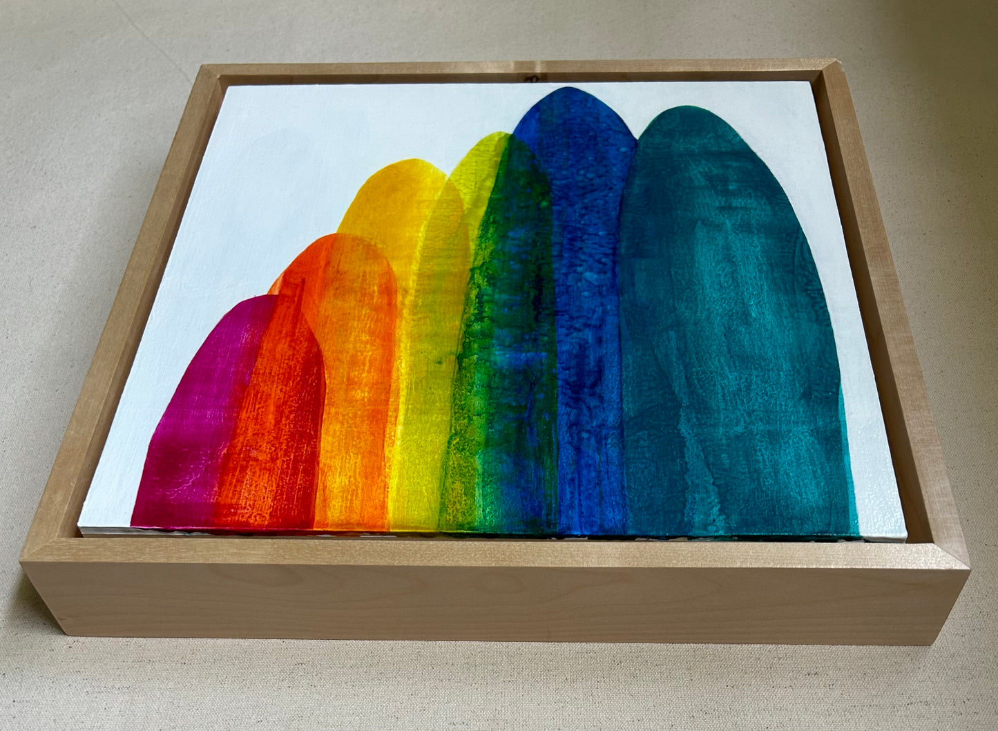 Rainbowscape, 13.5" x 13.5" framed